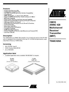 TS68C429AMF1 Datasheet PDF Atmel Corporation
