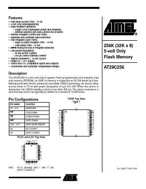 AT29C256-12JC Datasheet PDF Atmel Corporation