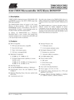 TS87C54X2-MIJ Datasheet PDF Atmel Corporation