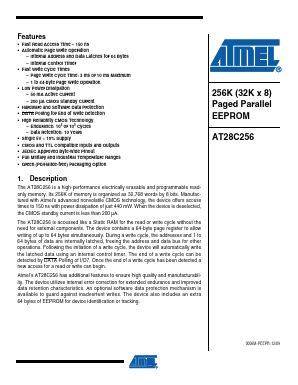 AT28C256F-15JA Datasheet PDF Atmel Corporation