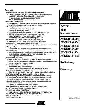 AT32UC3A1128 Datasheet PDF Atmel Corporation