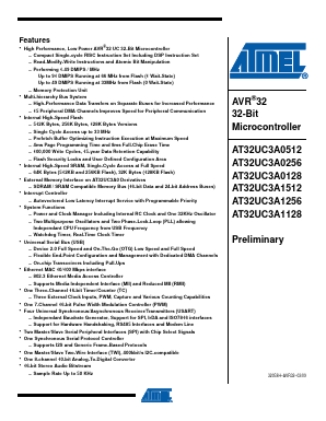 AT32UC3A1512 Datasheet PDF Atmel Corporation