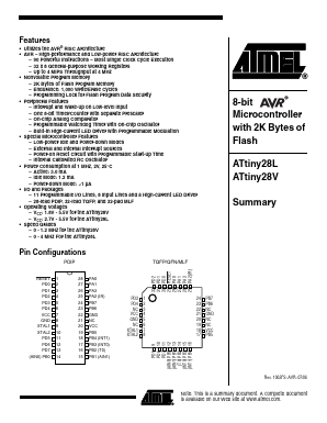 ATTINY28L-4MC Datasheet PDF Atmel Corporation