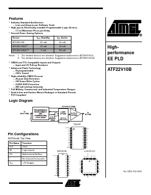 ATF22V10B Datasheet PDF Atmel Corporation