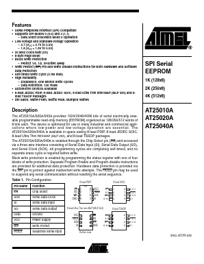 AT25040A-10PU-1.8 Datasheet PDF Atmel Corporation