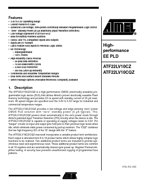 ATF22LV10CZ_05 Datasheet PDF Atmel Corporation