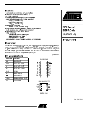 AT25P1024W1-10SC Datasheet PDF Atmel Corporation