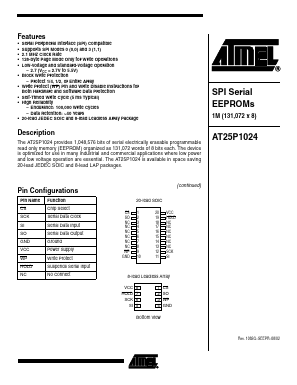 AT25P1024C1-10CI-2.7 Datasheet PDF Atmel Corporation