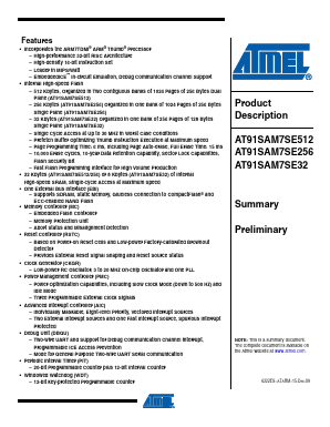 AT91SAM7SE512-AU Datasheet PDF Atmel Corporation