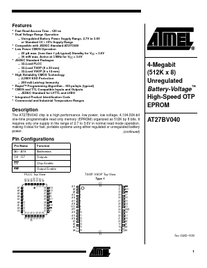 AT27BV040-12JI Datasheet PDF Atmel Corporation