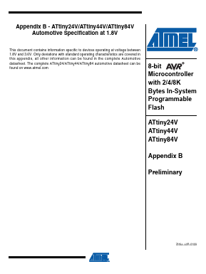 ATTINY24V-15MT Datasheet PDF Atmel Corporation