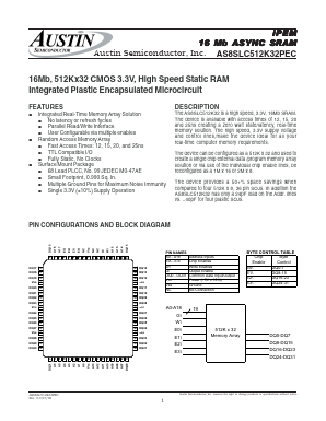 AS8SLC512K32PEC-ES Datasheet PDF Austin Semiconductor