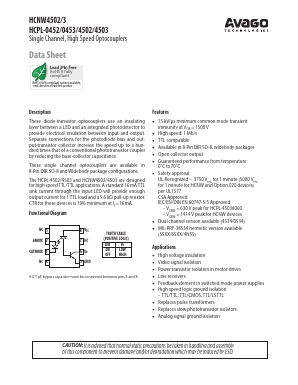 HCPL-0453-560E Datasheet PDF Avago Technologies