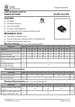 SL22FA Datasheet PDF Galaxy Semi-Conductor