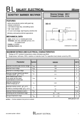 SB2200 Datasheet PDF Galaxy Semi-Conductor
