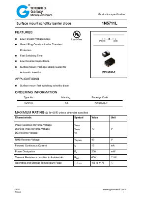 1N5711L Datasheet PDF Galaxy Semi-Conductor
