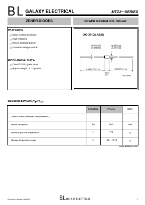 MTZJ5.1 Datasheet PDF Galaxy Semi-Conductor