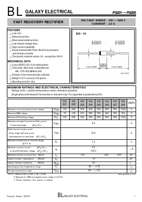 PG207 Datasheet PDF Galaxy Semi-Conductor
