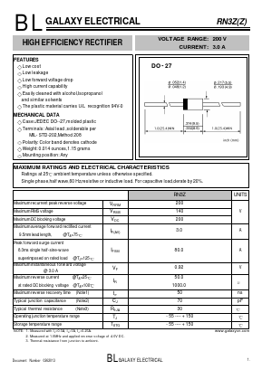 RN3Z Datasheet PDF Galaxy Semi-Conductor
