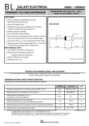 1.5KE13CA Datasheet PDF Galaxy Semi-Conductor