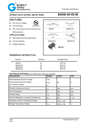 BAS40-06 Datasheet PDF Galaxy Semi-Conductor
