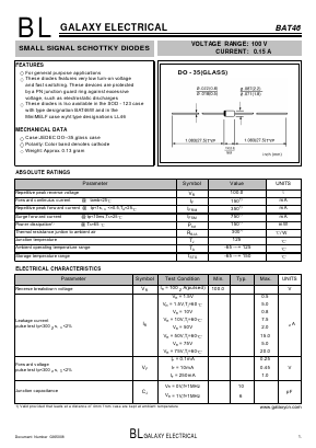 BAT46 Datasheet PDF Galaxy Semi-Conductor