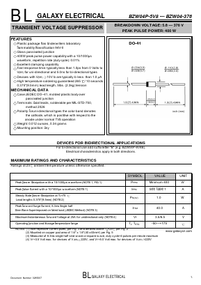 BZW04-10 Datasheet PDF Galaxy Semi-Conductor