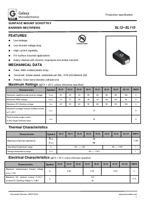 SL12 Datasheet PDF Galaxy Semi-Conductor