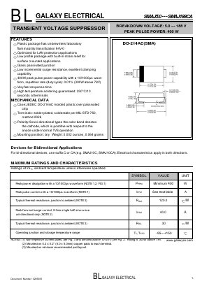 SMAJ24CA Datasheet PDF Galaxy Semi-Conductor