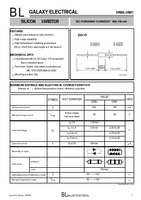 VR60 Datasheet PDF Galaxy Semi-Conductor