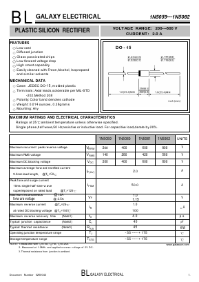 1N5060 Datasheet PDF Galaxy Semi-Conductor