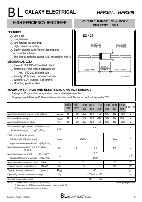 HER308 Datasheet PDF Galaxy Semi-Conductor