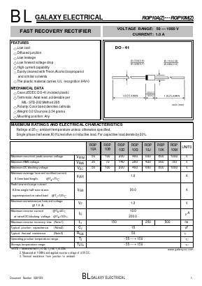 RGP10AZ Datasheet PDF Galaxy Semi-Conductor