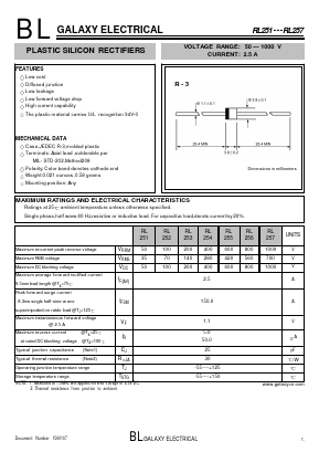 RL253 Datasheet PDF Galaxy Semi-Conductor