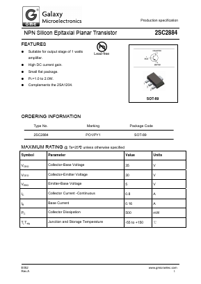 2SC2884 Datasheet PDF Galaxy Semi-Conductor