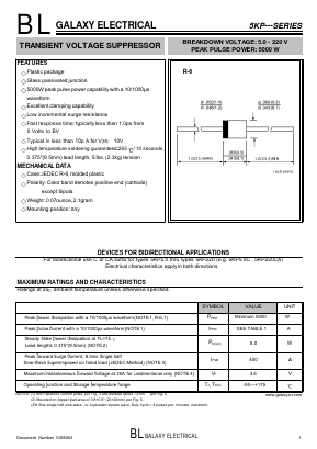 5KP170 Datasheet PDF Galaxy Semi-Conductor