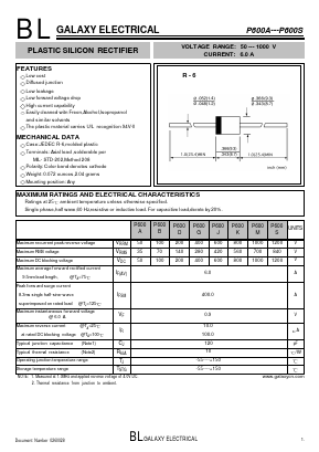P600A Datasheet PDF Galaxy Semi-Conductor