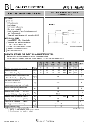 FR104S Datasheet PDF Galaxy Semi-Conductor