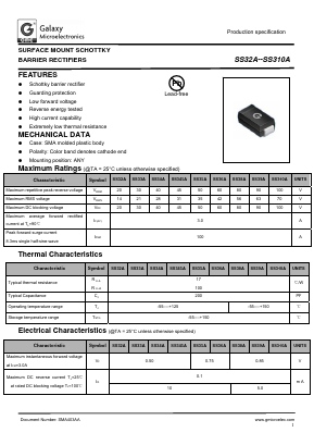 SS35A Datasheet PDF Galaxy Semi-Conductor