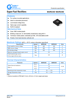 MURS340 Datasheet PDF Galaxy Semi-Conductor