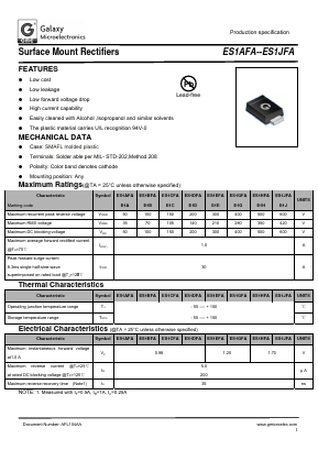 ES1EFA Datasheet PDF Galaxy Semi-Conductor