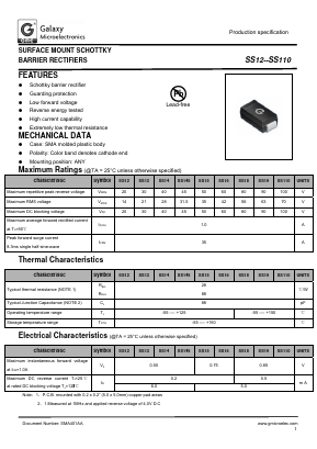 SS12 Datasheet PDF Galaxy Semi-Conductor