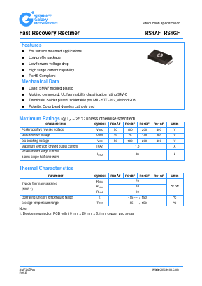 RS1AF Datasheet PDF Galaxy Semi-Conductor