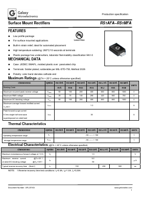 RS1AFA Datasheet PDF Galaxy Semi-Conductor