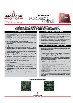 BCM4326 Datasheet PDF Broadcom Corporation