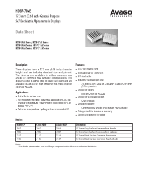 HDSP-70XE Datasheet PDF Broadcom Corporation