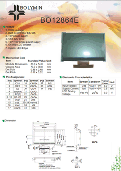 BO12864E Datasheet PDF BOLYMIN Inc
