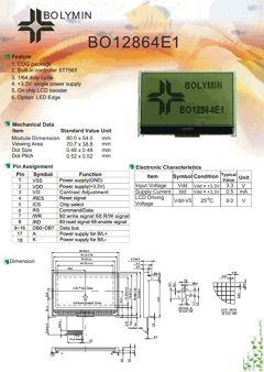 BO12864E1 Datasheet PDF BOLYMIN Inc