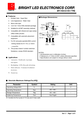 BR-HG033-05V-TRB Datasheet PDF BRIGHT LED ELECTRONICS CORP