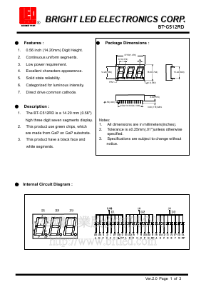 BT-C512RD Datasheet PDF BRIGHT LED ELECTRONICS CORP